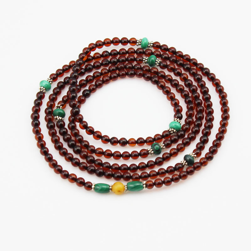 批发天然琥珀 4mm血珀手串 时尚手链项链双用