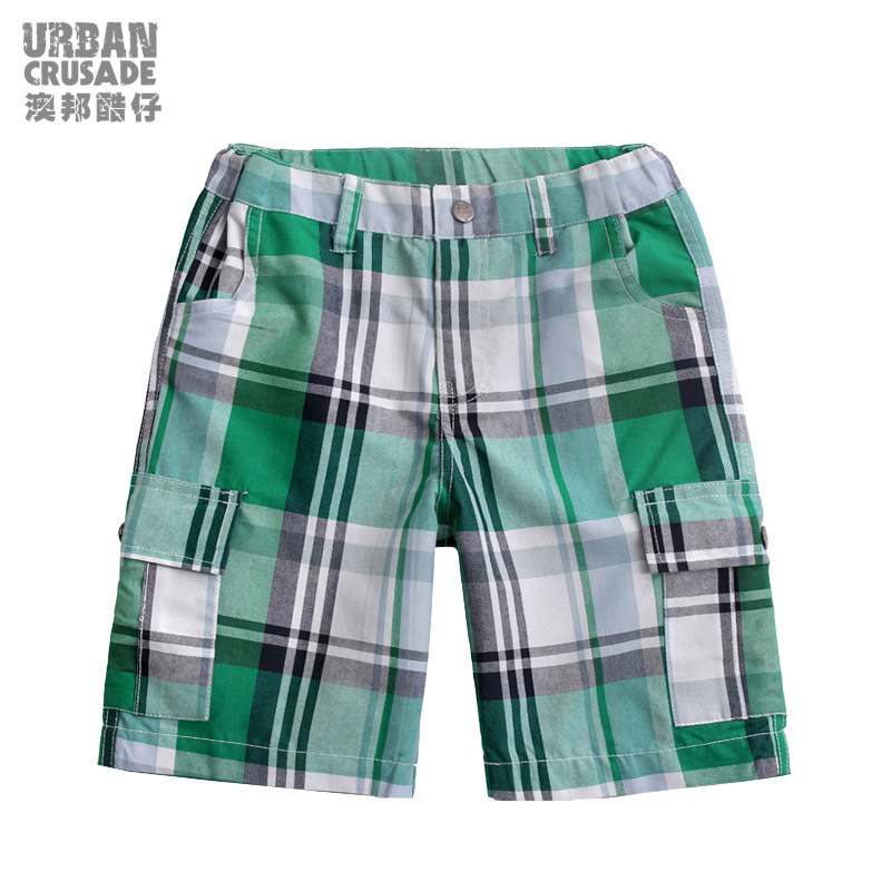 外贸新品童装夏季男童短裤儿童休闲裤全棉格子