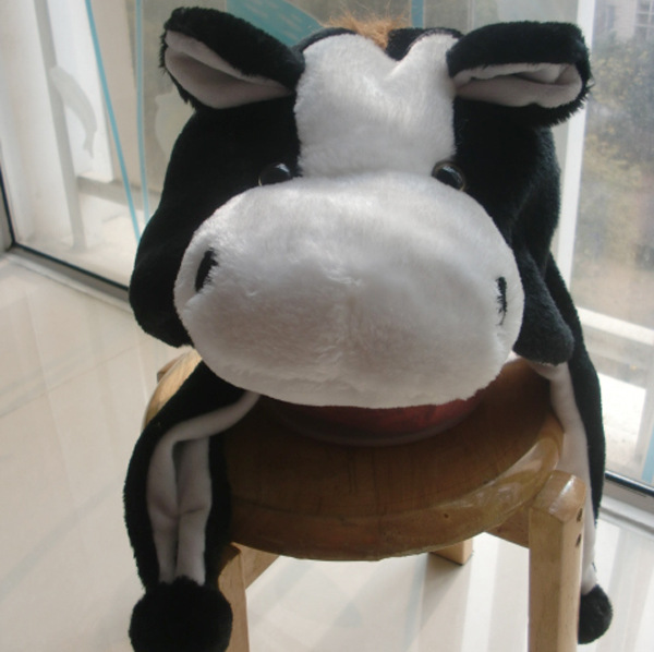 【表演道具毛绒帽 马年帽子小黑马河马帽卡通