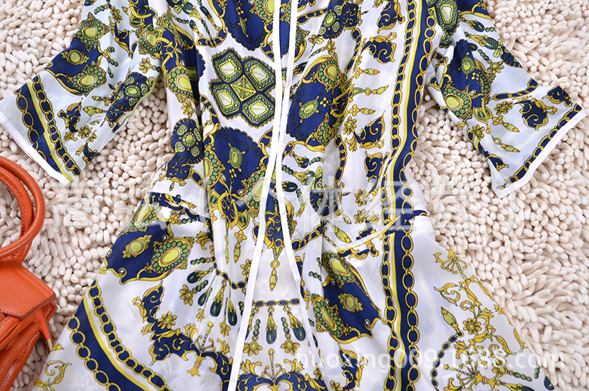 2014<em>夏</em>款<em>女</em> 百搭时尚印花<em>中袖</em>真丝<em>开衫外套</em> 支