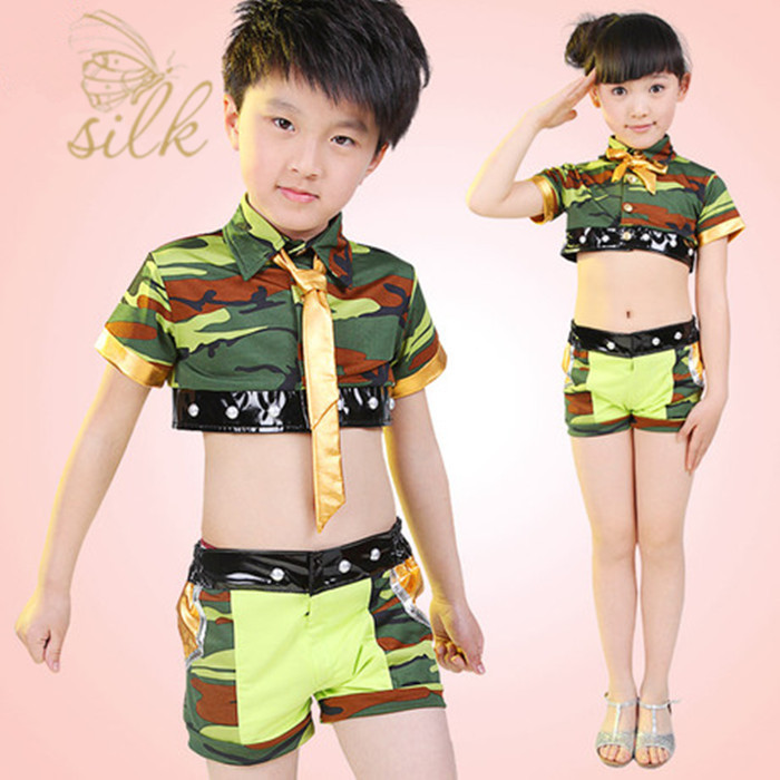 六一儿童演出服装军装女童男童特种兵迷彩服短