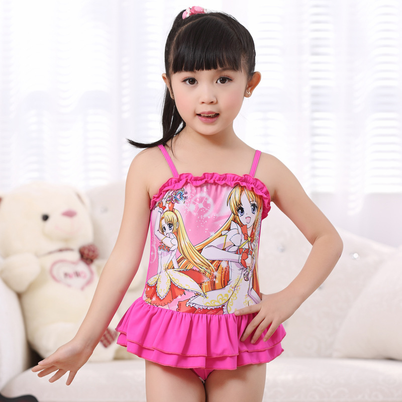 <em>泳衣</em>-批发2014新款儿童连体裙式<em>泳衣小美女</em>卡
