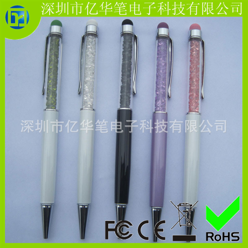 供彩色触控头水晶电容笔|彩色胶头水钻电容笔