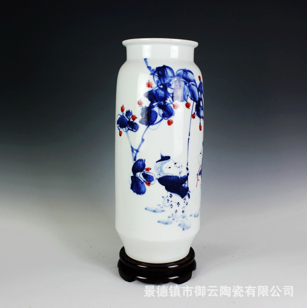 景德镇陶瓷名人名作瓷瓶 曹军手绘工笔画花瓶 家居摆件瓷器收藏品
