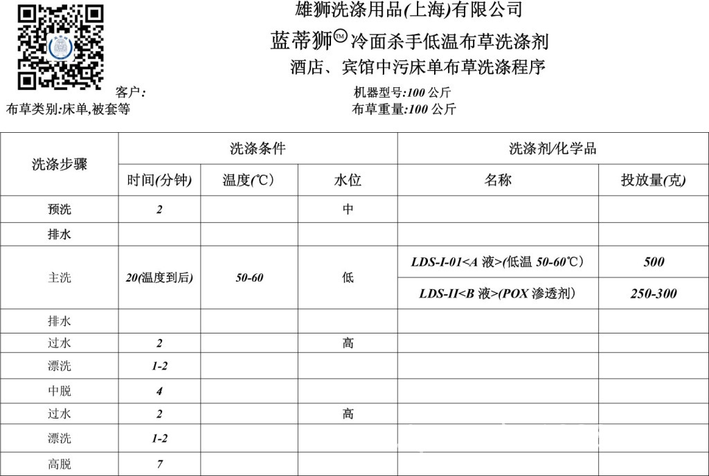 酒店布草洗涤程序 2014.02