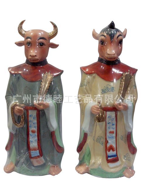 陶瓷牛头马面20,24寸神像摆件 厂家批发