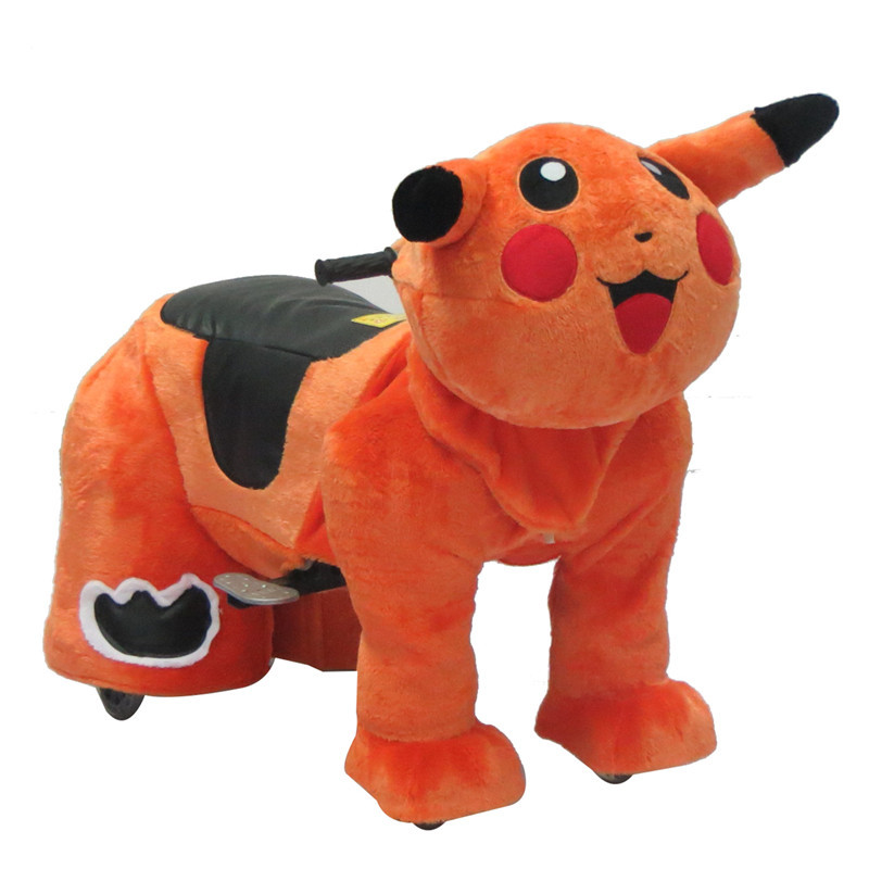 动车-皮卡丘毛绒动物电瓶车 儿童卡通电动车 广