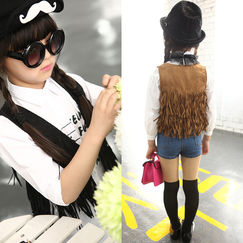 品童装女童2014春装新款韩版<em>流苏马甲马夹</em>多