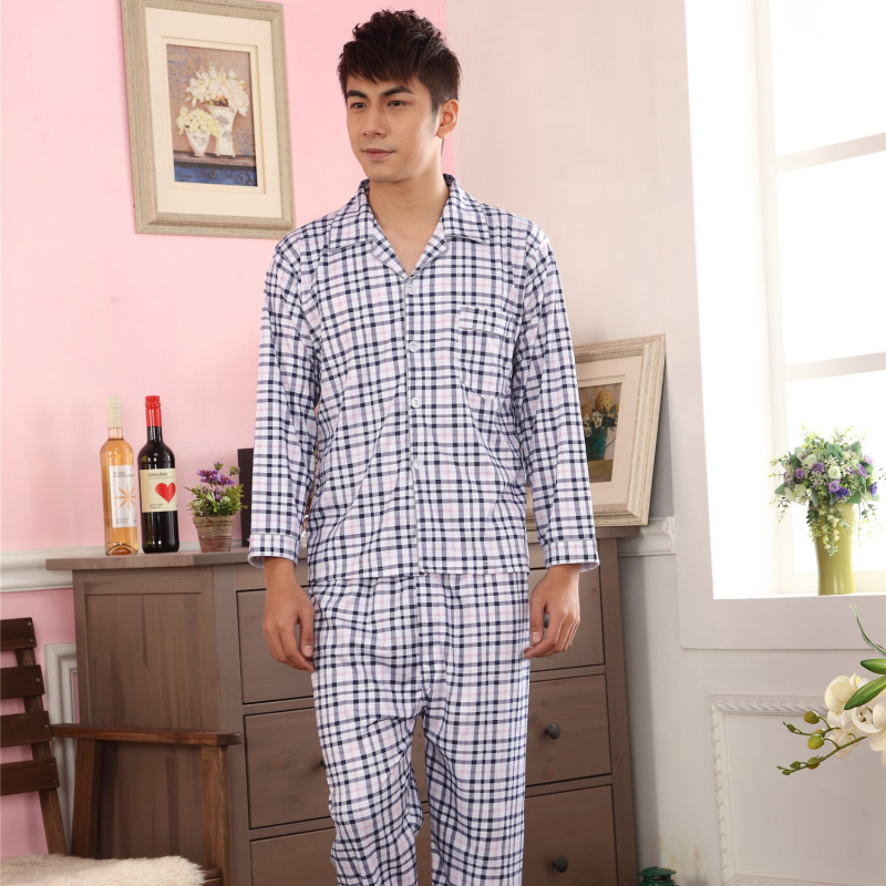 <em>男士睡衣批发</em> 春秋季阳光男士针织棉经典翻领