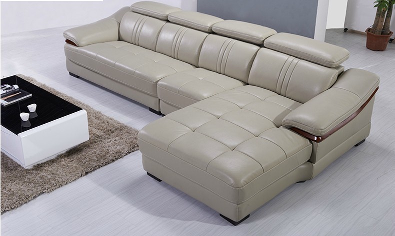 小户型客厅现代皮艺组合 休闲转角真皮沙发 时