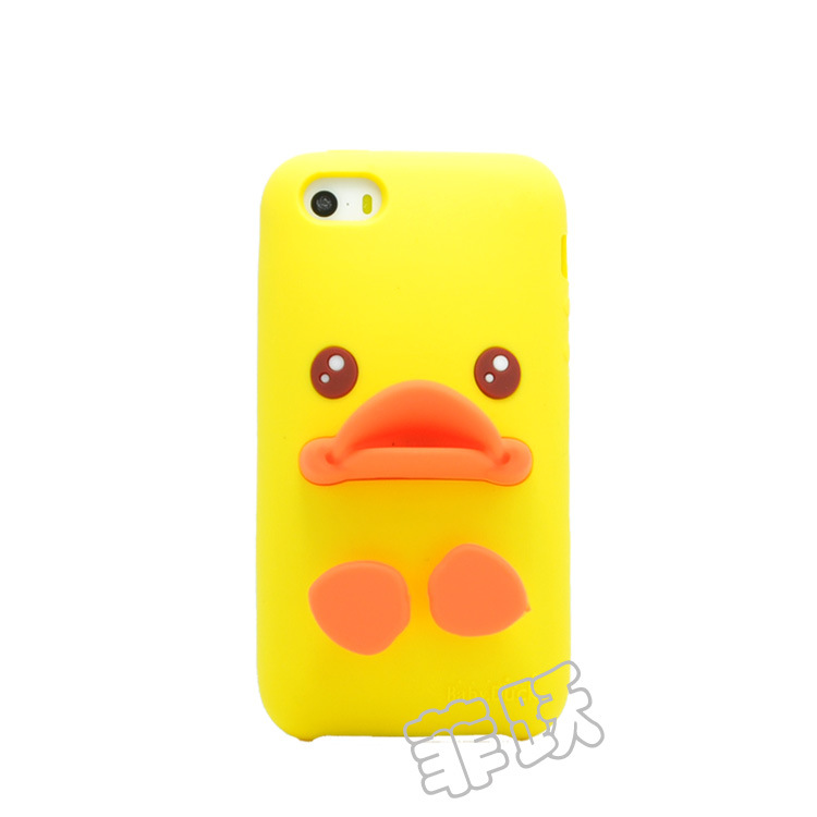 香港立體小嘴腳丫小黃鴨手機殼 蘋果iPhone4s/iPhone5手機矽膠套工廠,批發,進口,代購