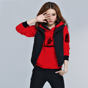 韩依魅秋冬款 加厚大码卫衣三件套卫衣套装女