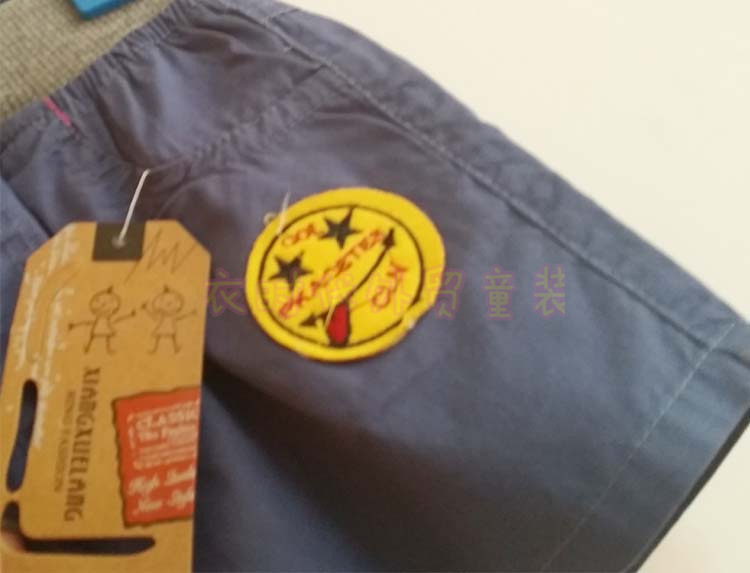 童裤-童装批发 <em>男短裤</em> <em>小童</em>全棉笑脸贴布绣全棉