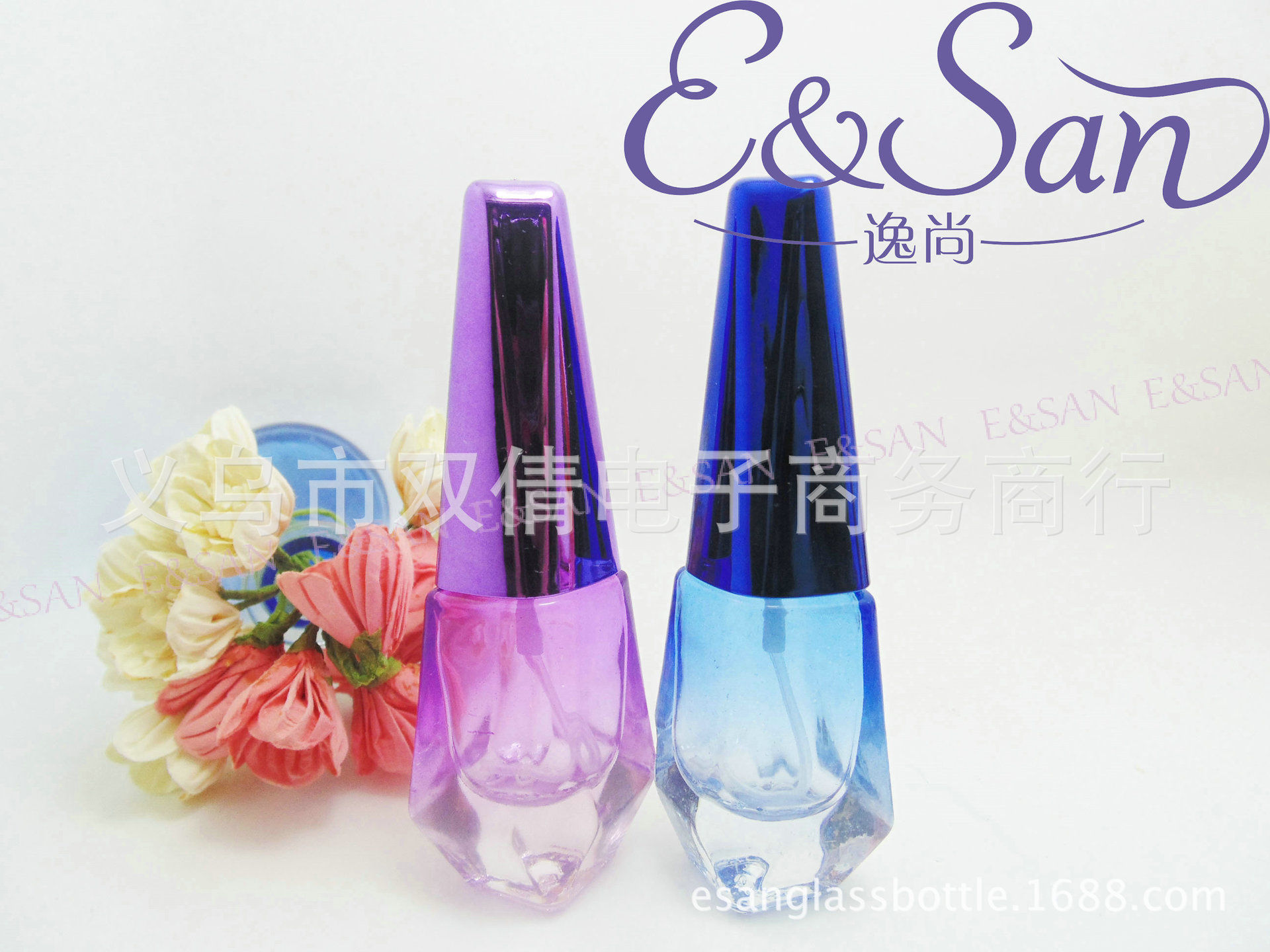 批发pt041-10ml菱形尖盖香水玻璃喷色空瓶子