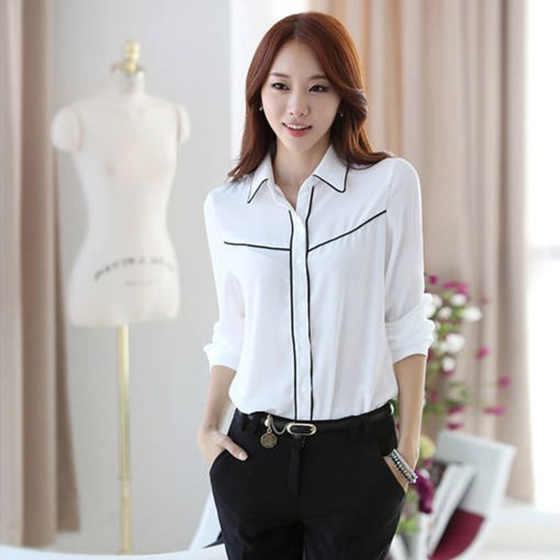 2014新款品牌<em>春装女装</em> 白色<em>衬衫</em>女长袖OL通勤