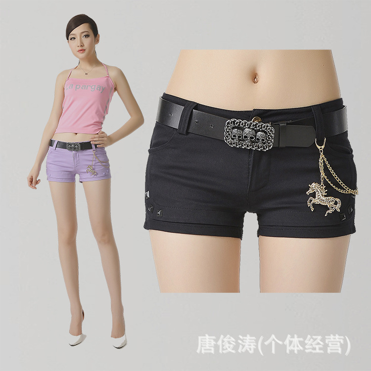 2014春夏装<em>牛仔短裤女</em>黑紫白色韩版水洗超短
