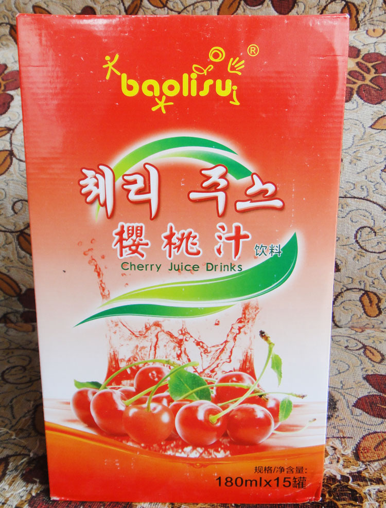 韓國監(jiān)制 寶力素自然因櫻桃汁香蕉牛奶果汁飲料 180ml*15聽裝