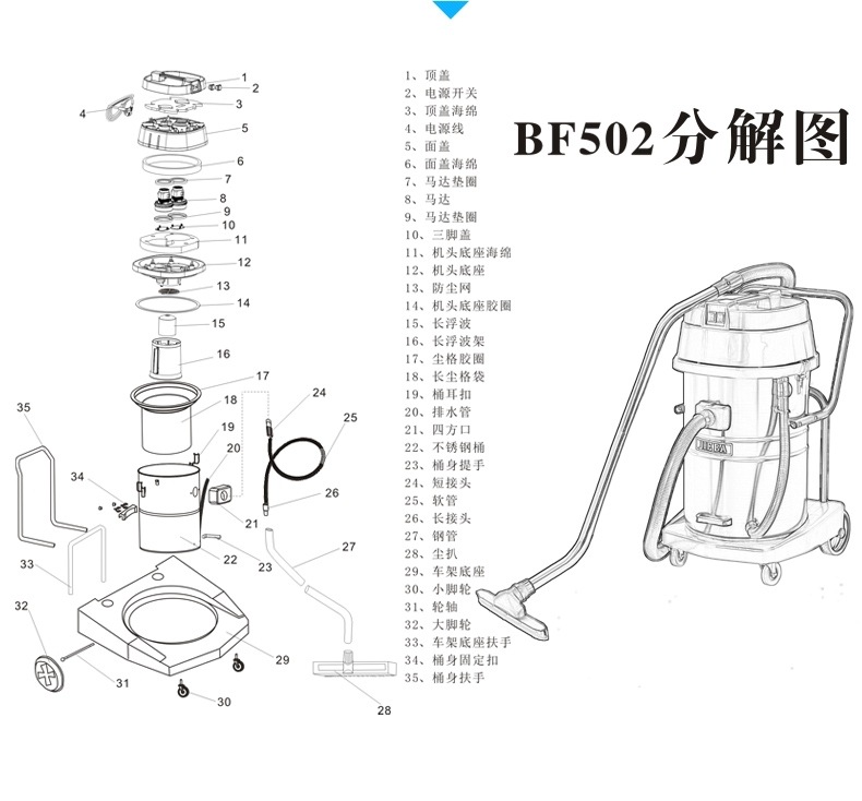 东莞洁霸工业吸尘器,东莞吸尘器,洁霸bf502