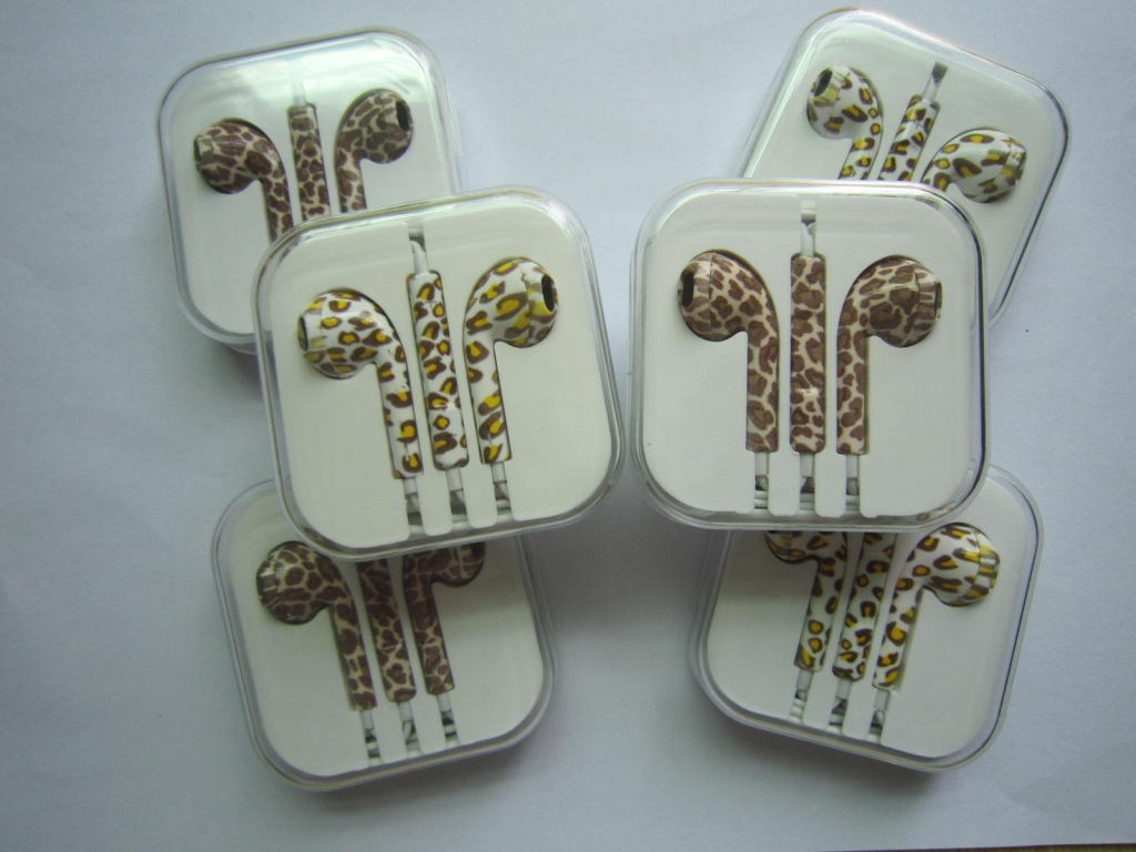 【网络114 】苹果6S 5S 4S手机耳机豹纹鹿纹