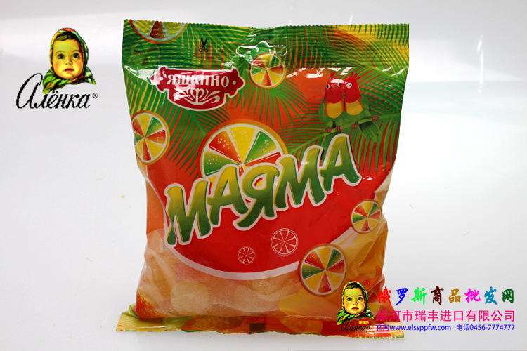 俄罗斯KDV橘子瓣软糖,休闲食品,红色十月糖果,啊Q糖果170g