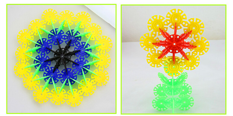 儿童创意拼插玩具塑料雪花积木拼图400片袋装智力动手玩具批发