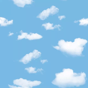 蓝色天空简约儿童房卧室客厅背景墙纸 蓝天白云天花板房屋顶壁纸