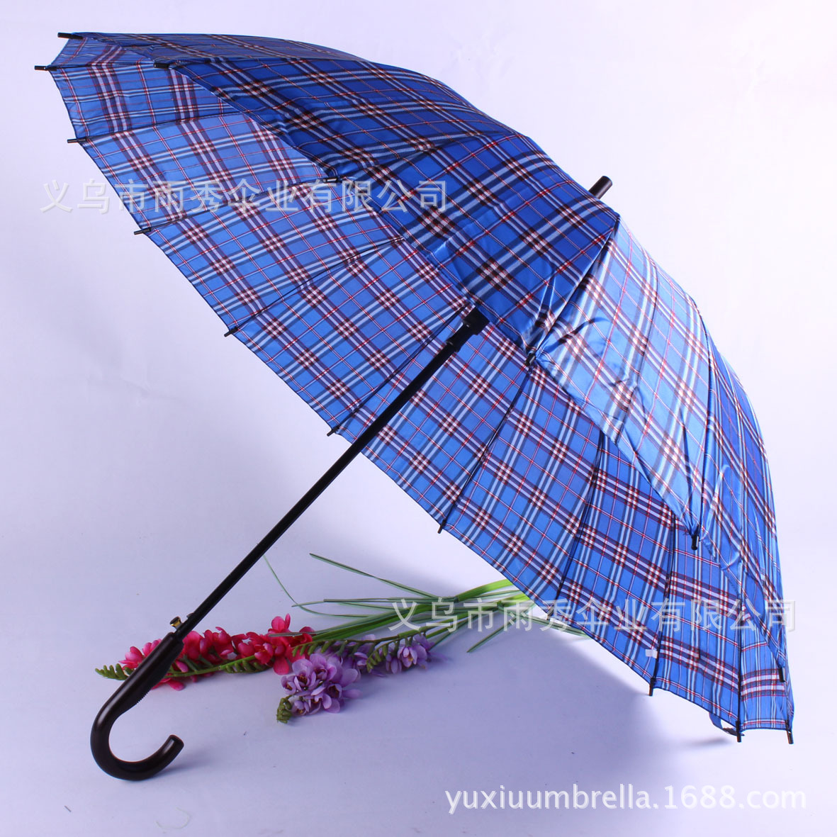 雨秀 16K 色丁格子男士伞 现货雨伞批发