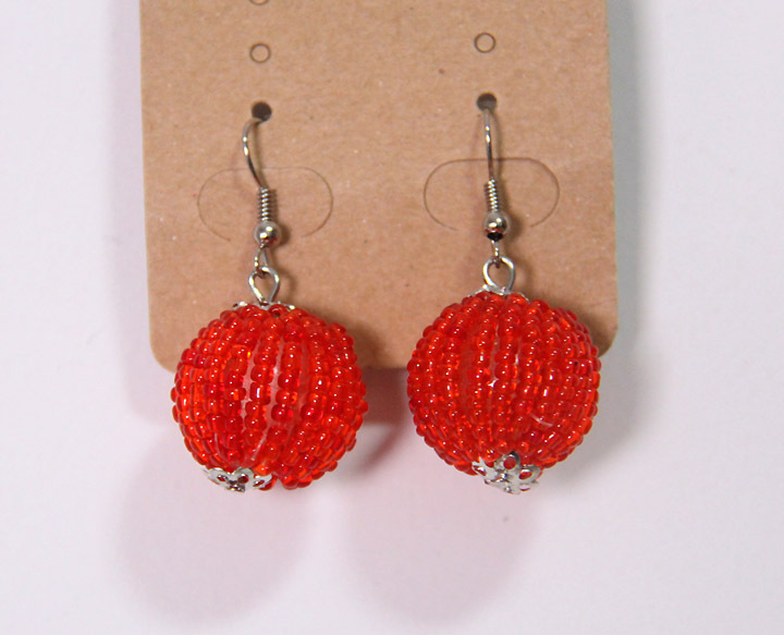 可爱红灯笼米珠耳环