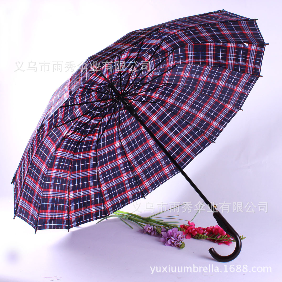 雨秀 16K 色丁格子男士伞 现货雨伞批发