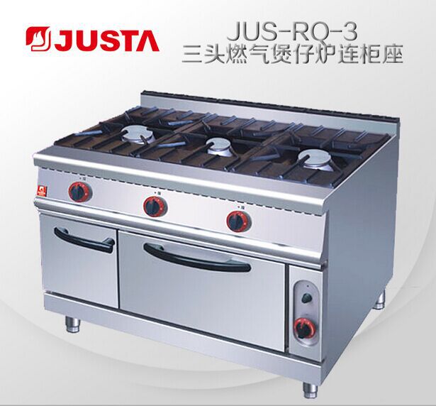 JUS-RQ-3 three gas pot stove with oven 0001