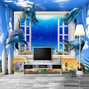 大型3d壁画壁纸 客厅卧室电视背景墙纸酒店 海底世界壁画定制直销