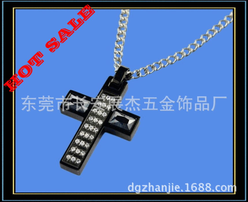 特供316l不锈钢吊坠 个性十字架镶钻项饰 高端饰品(spa-32002)