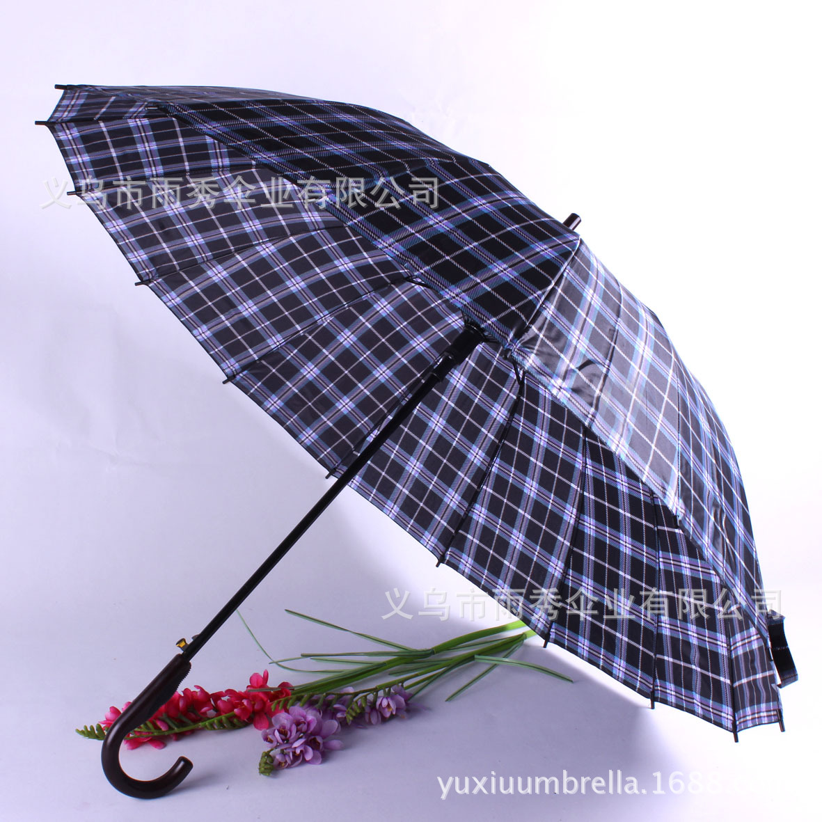 雨秀 16K 色丁格子男士伞 现货雨伞批发