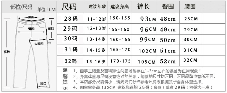 尺码表(1)