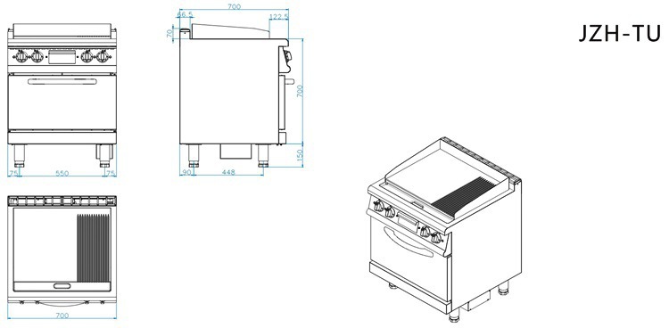 JZH-TU Electric Oven Grill pit half even 0006