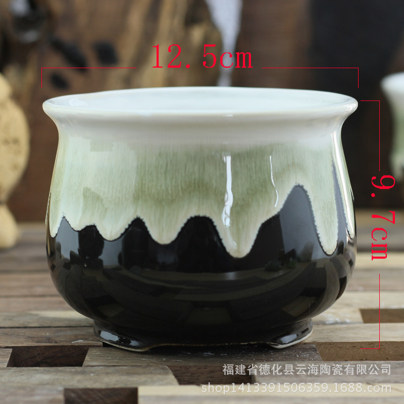 新款创意百变流釉陶瓷多肉花盆 窑变多肉迷你桌面摆件134