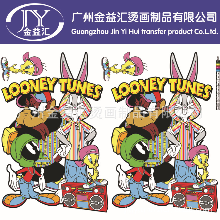 金益汇烫画供应服装童装热转印烫画 looney tunes兔巴哥烫画图案