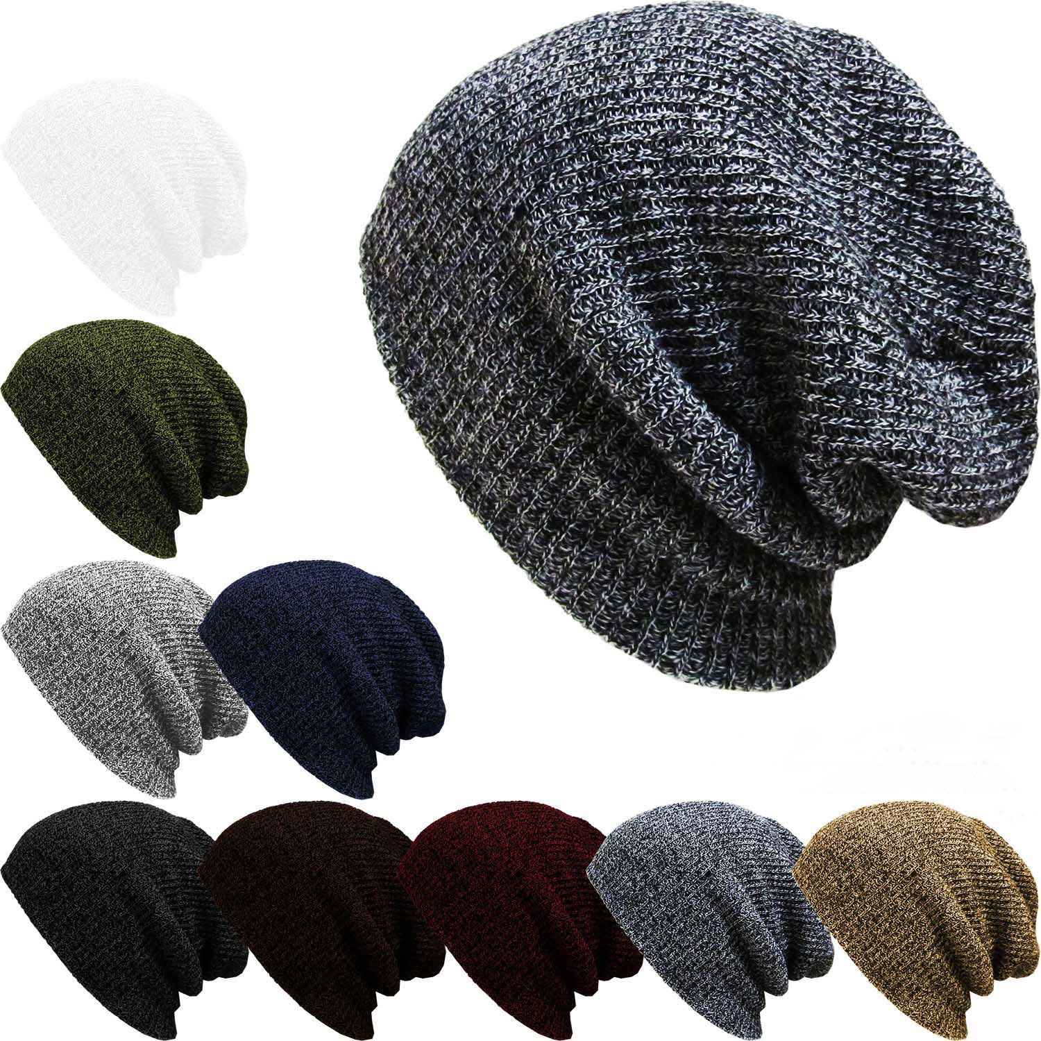 Men Women Warm Winter Knit Ski Beanie Skull Slouchy Oversize Ring Cap Hat Unisex