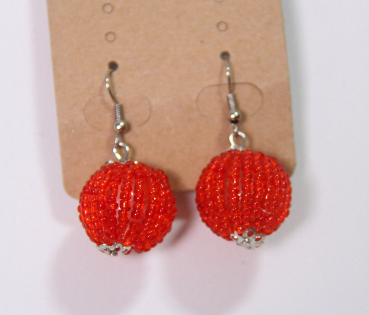 可爱红灯笼米珠耳环