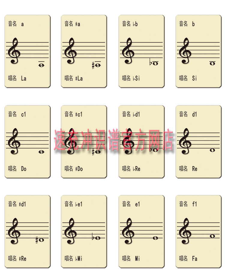 速充冲 88键盘钢琴 141张 儿童乐理音乐入门 五线谱识谱音符卡片