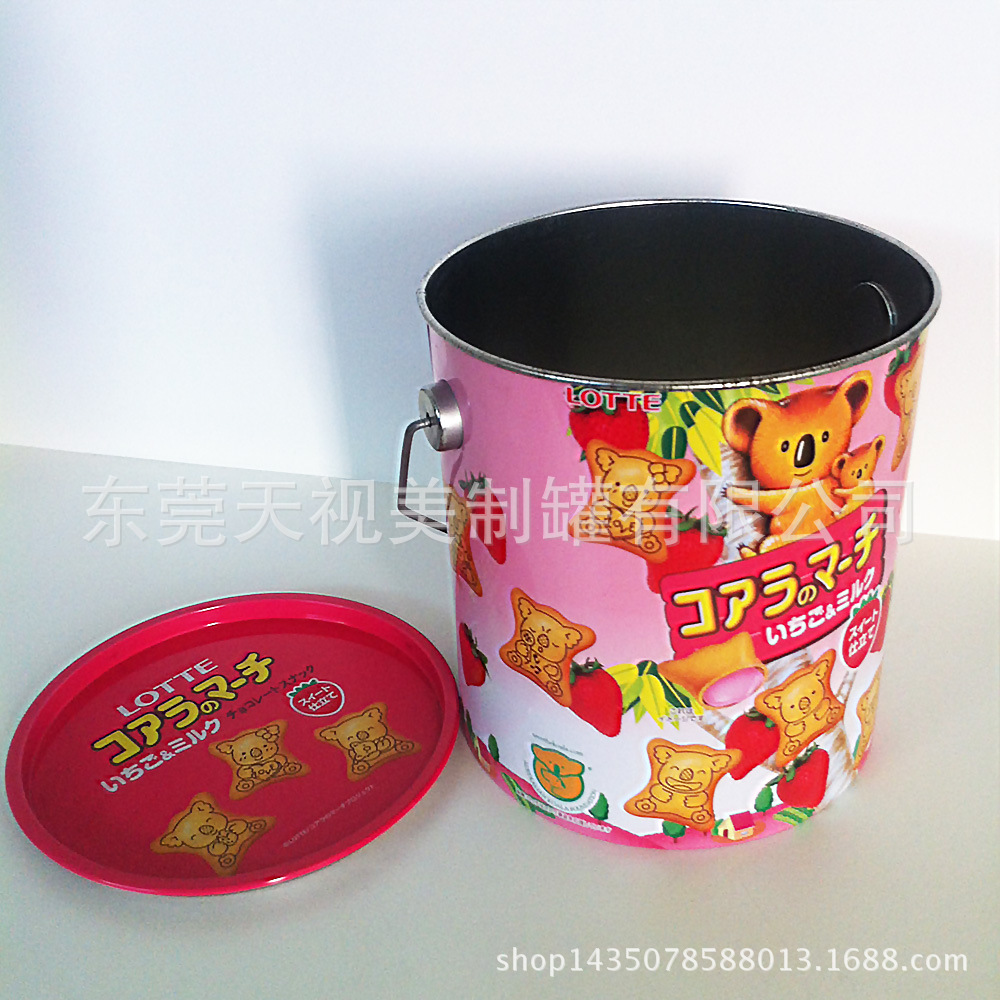 带铁线手挽马口铁圆形饼干桶
