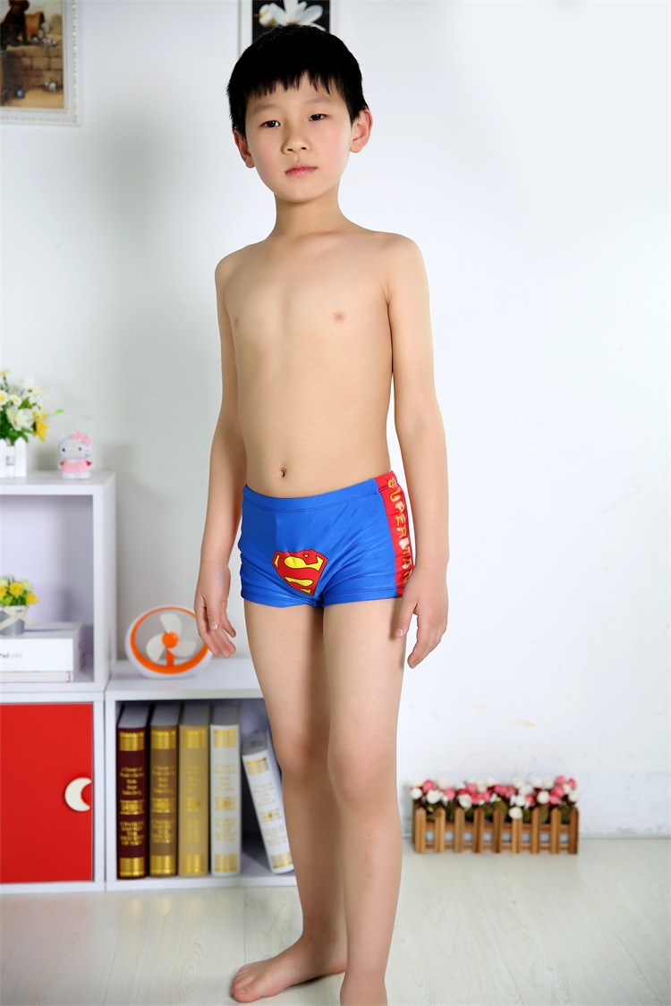儿童泳衣男童超人平角泳裤带泳帽幼儿小孩宝宝温泉游泳衣厂家批发