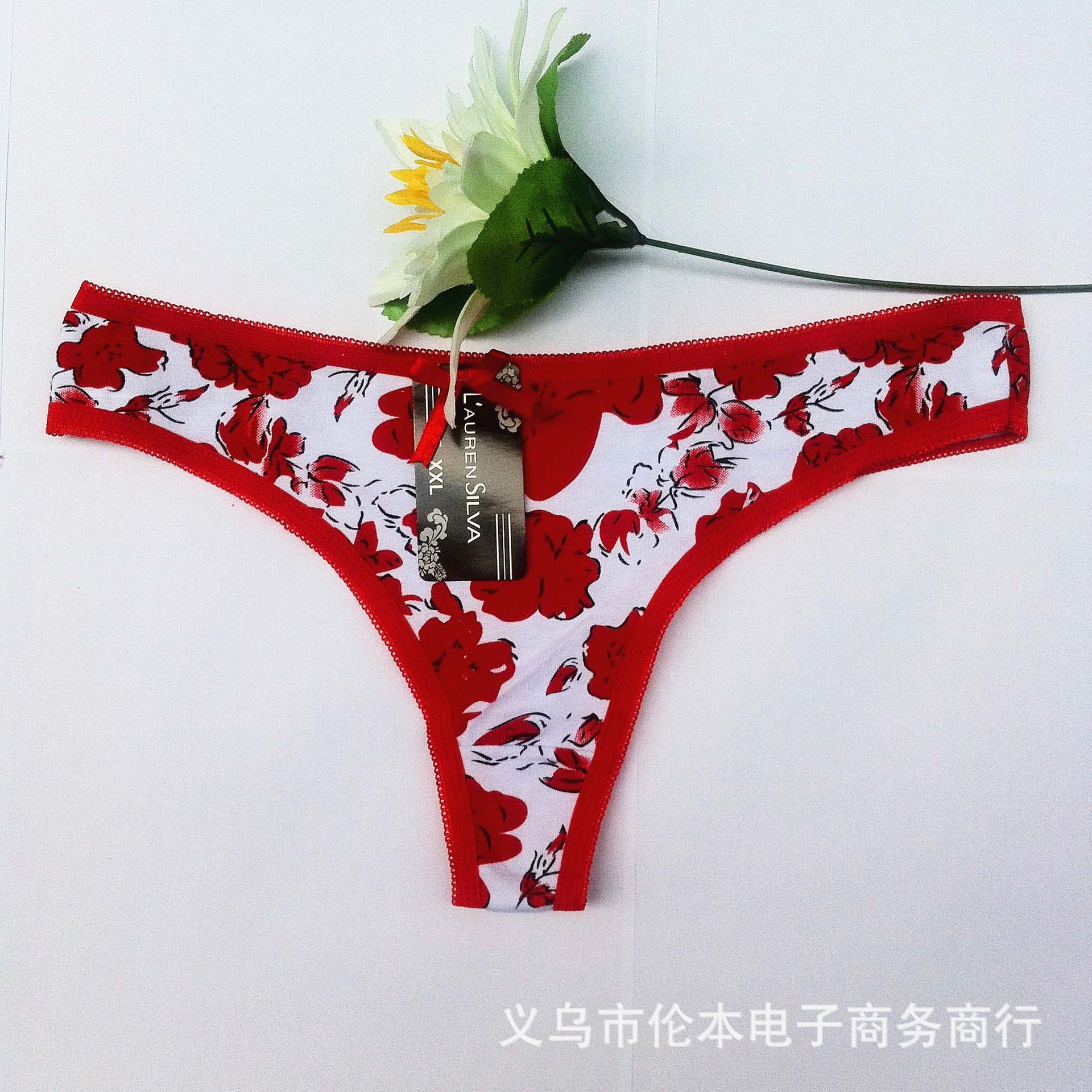 厂价直销全棉丁字裤 性感印花情趣内裤 精致蕾丝边低腰t裤批发
