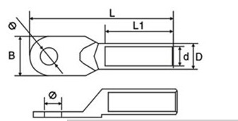 中雷现货供应双孔铜鼻子DT-70平方 压线鼻子 铜接头 端子接插件