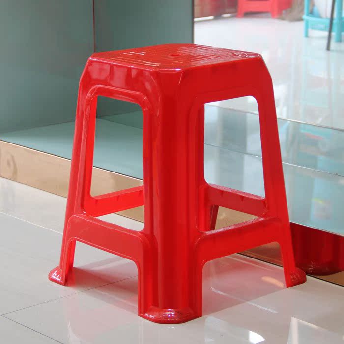 温岭厂家直销 婚庆红色塑料凳子批发 加厚成人大号家用高凳 排档