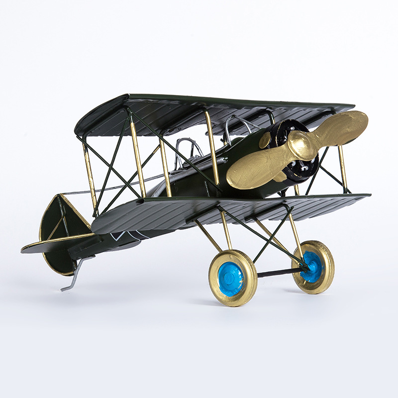 1917年德国红男爵双翼战斗机模型 一战飞机模型 铁皮飞机模型