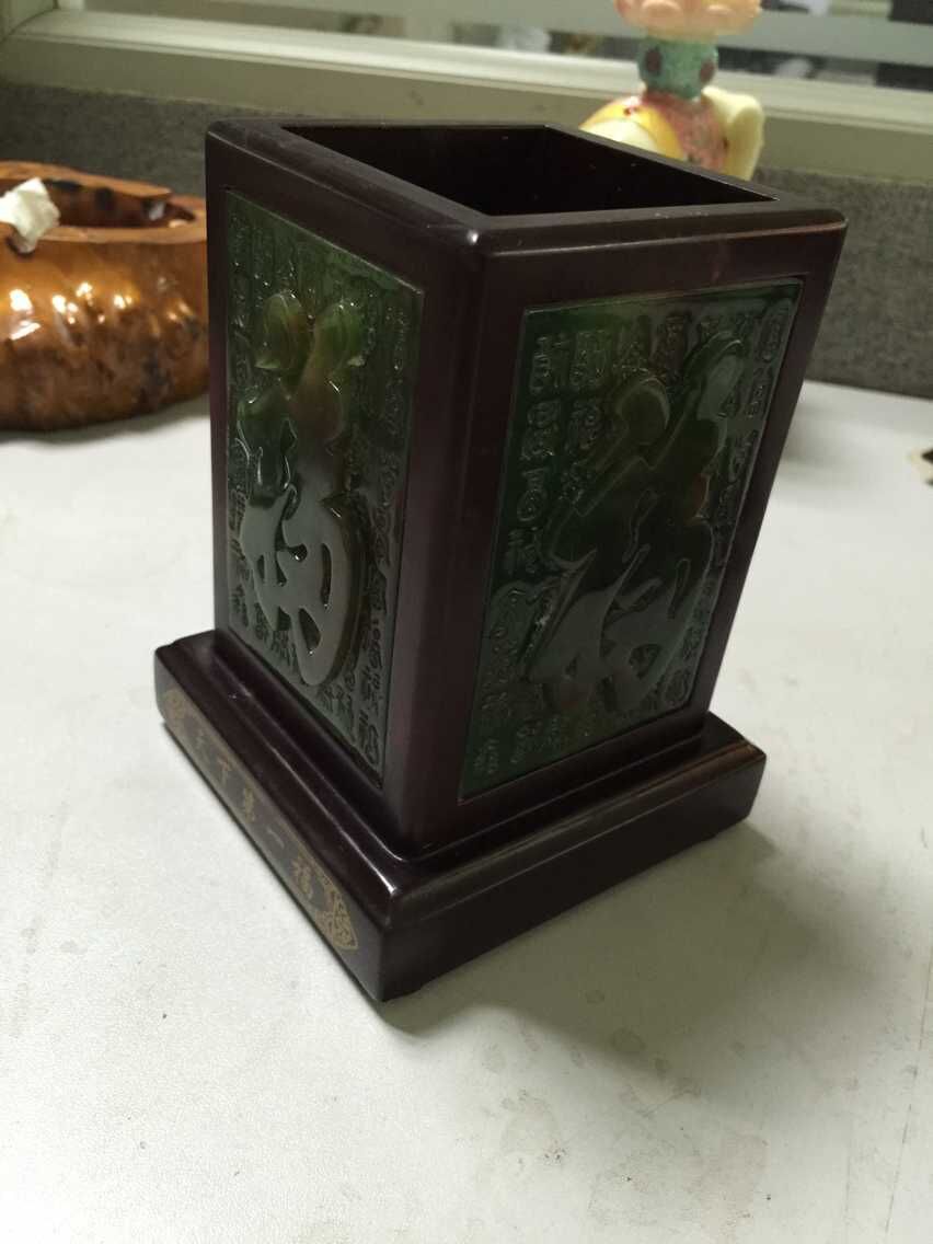 厂家直销【现代简约木质笔筒】树脂工艺品摆件,客厅摆件工艺品