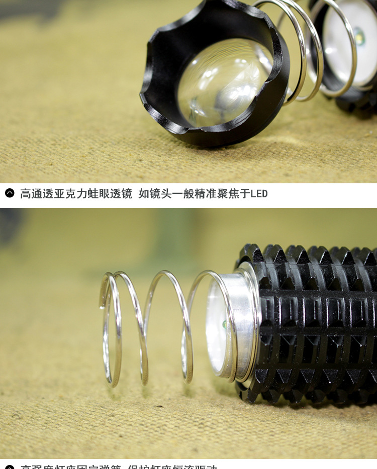 强光充电狼牙棒手电筒 防暴用品 LED伸缩变焦大手电