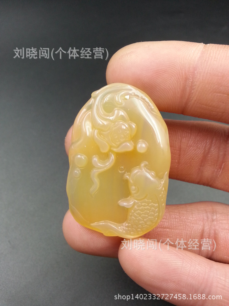 仅此一件正品天然玉石黄玉髓金玉满堂玉挂件金鱼玉吊坠厂家批发