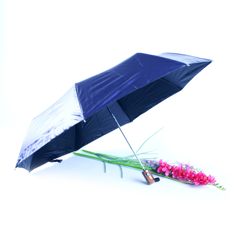 雨秀 半自动黑胶三折伞